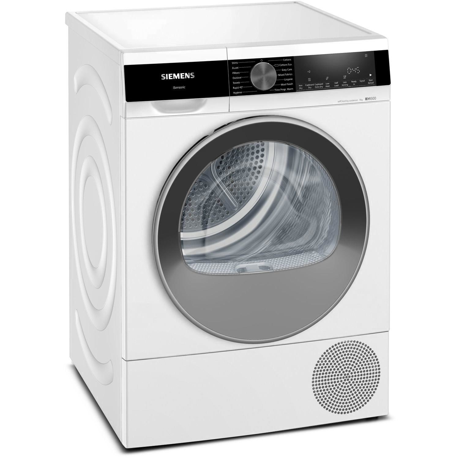 Siemens iQ500 9kg Freestanding Heat Pump Tumble Dryer - White WQ45G209GB |  Appliances Direct