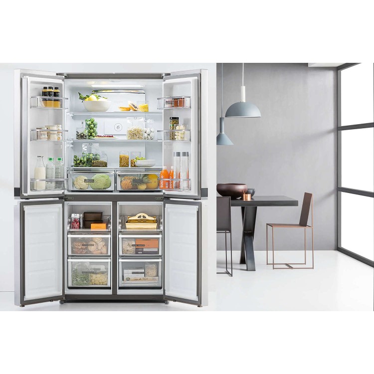Whirlpool WQ9B1L W Collection Four Door American Fridge Freezer - Stainless Steel Look