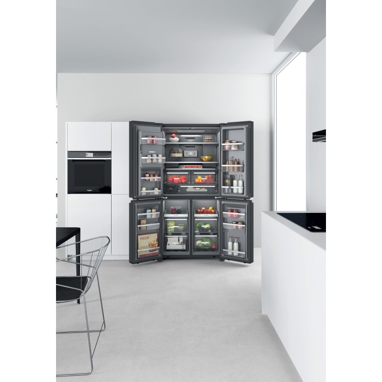 Refurbished Whirlpool WQ9IFO1BXUK 554 Litre Frost Free American Fridge Freezer Black