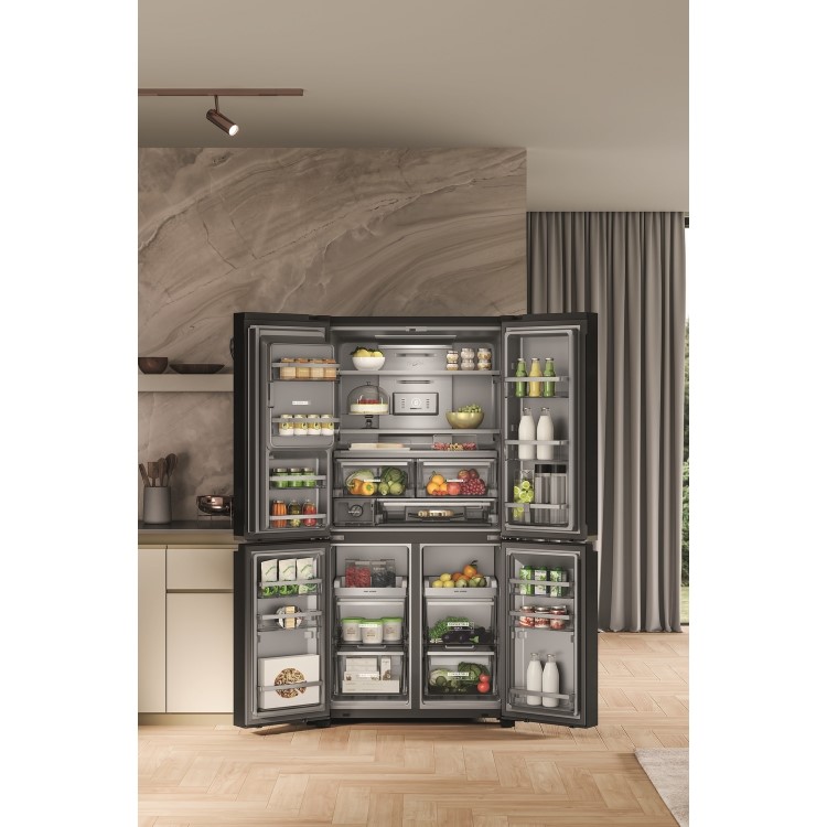 Whirlpool 594 Litre 70/30 Freestanding Fridge Freezer - Black Steel