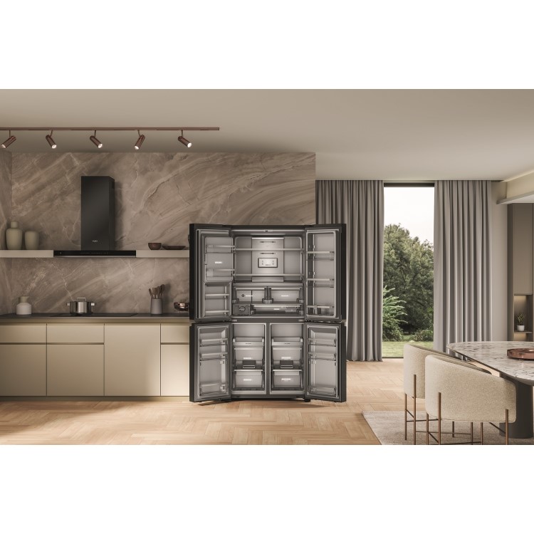 Whirlpool 594 Litre 70/30 Freestanding Fridge Freezer - Black Steel