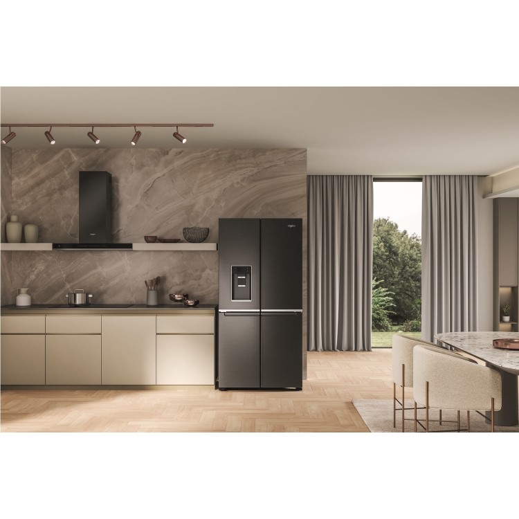 Whirlpool 594 Litre 70/30 Freestanding Fridge Freezer - Black Steel