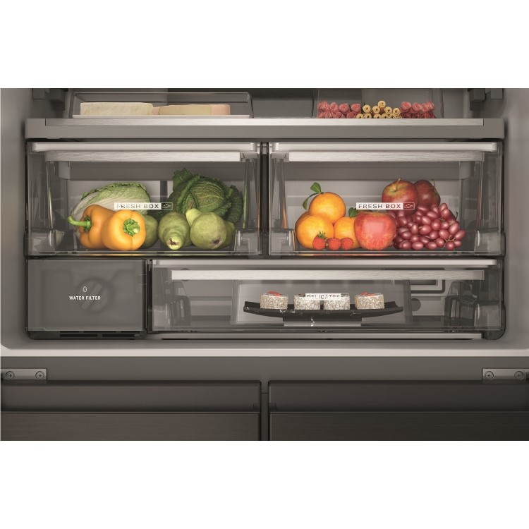 Whirlpool 594 Litre 70/30 Freestanding Fridge Freezer - Black Steel