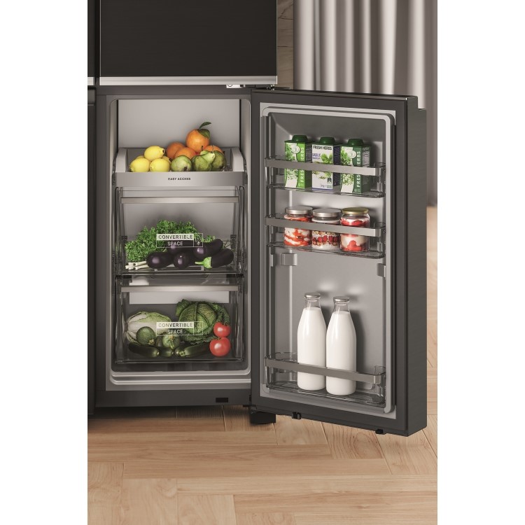 Whirlpool 594 Litre 70/30 Freestanding Fridge Freezer - Black Steel