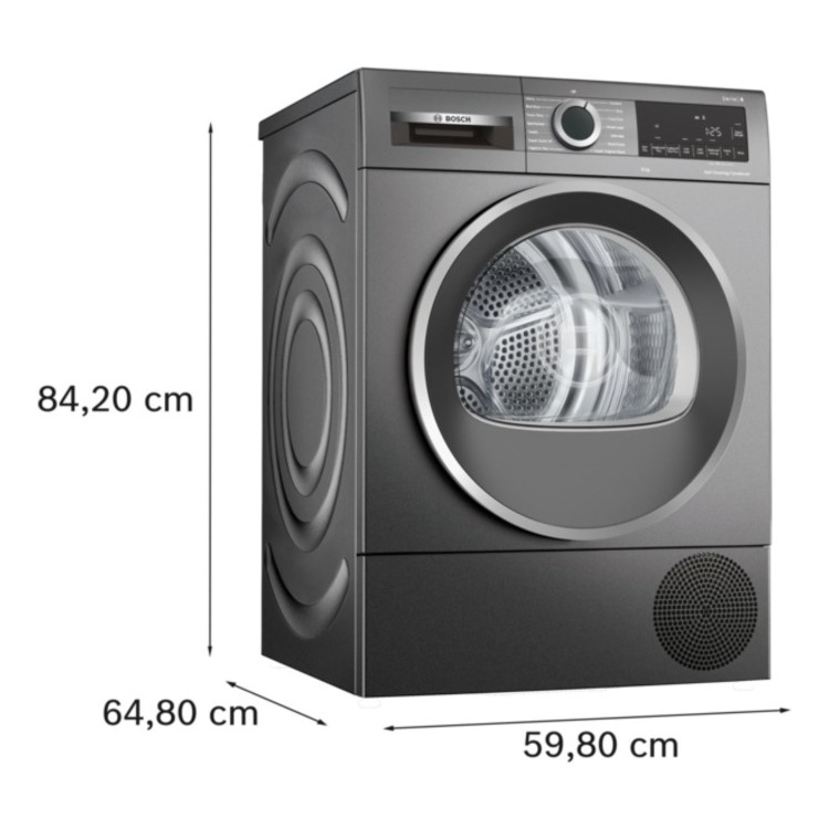Bosch Series 6 9kg Heat Pump Tumble Dryer - Graphite