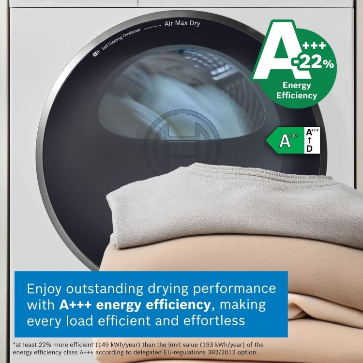 Bosch Series 8 9kg Heat Pump Tumble Dryer - A+++ Rated - White