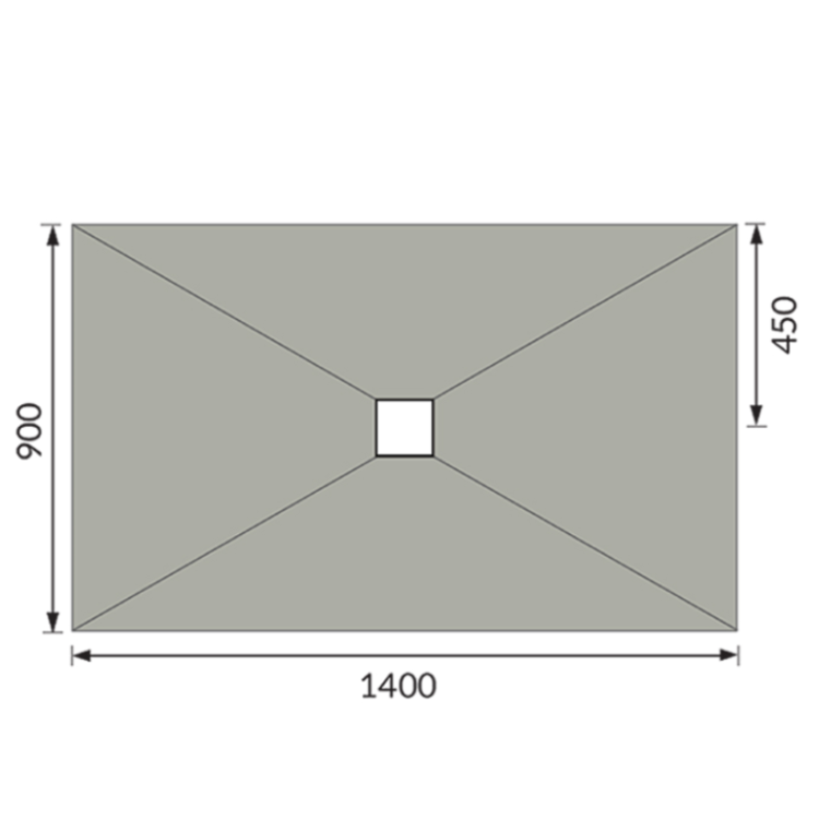 1400x900mm Wet Room Tileable Shower Tray Former with Square Centre Drain - Live Your Colour