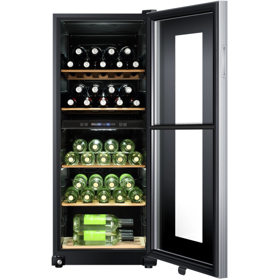 Haier WS46GDBE 46 Bottle Dual Zone Wine Cooler Black Glass Door