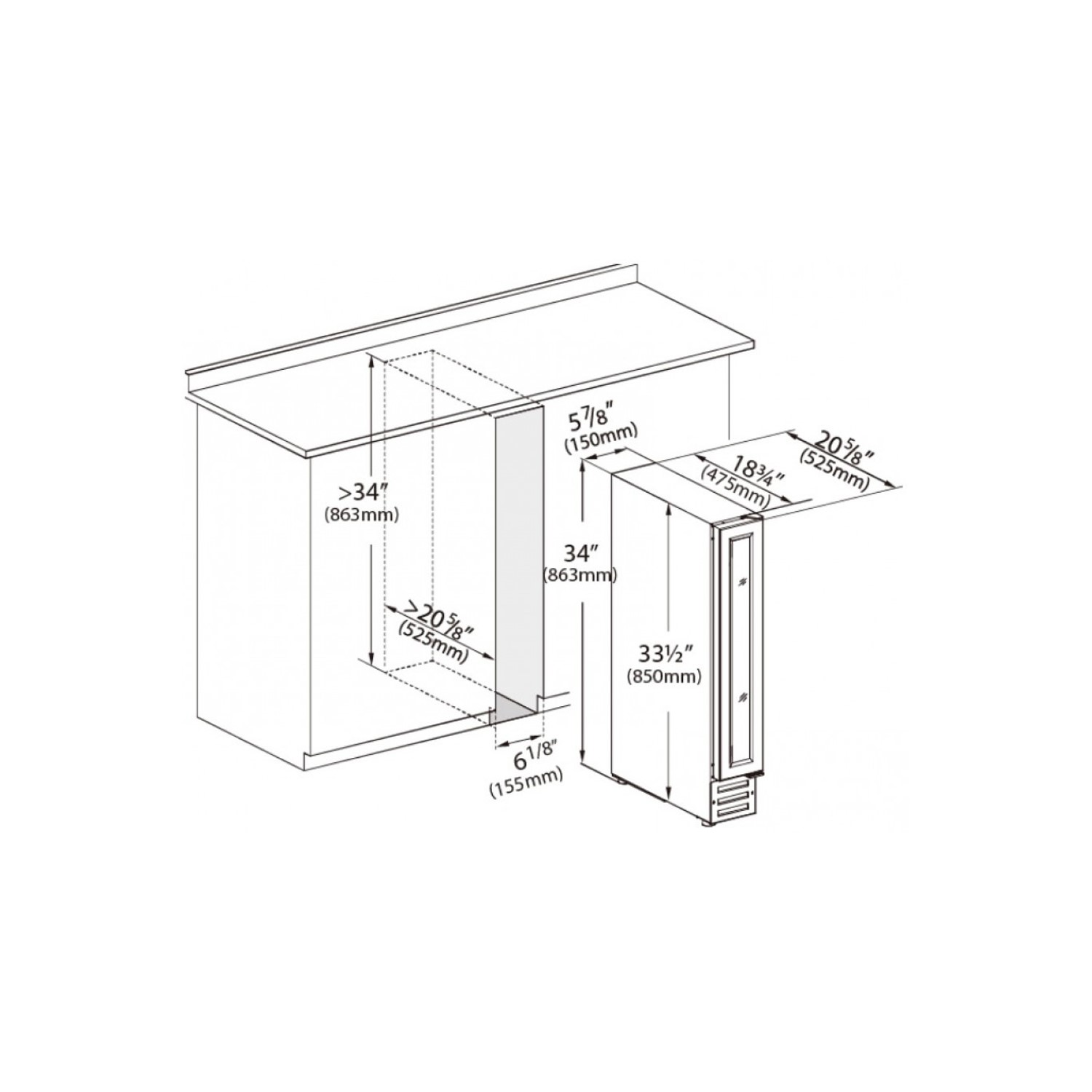 Montpellier WS7SDX 7 Bottle Wine Cooler Stainless Steel Appliances