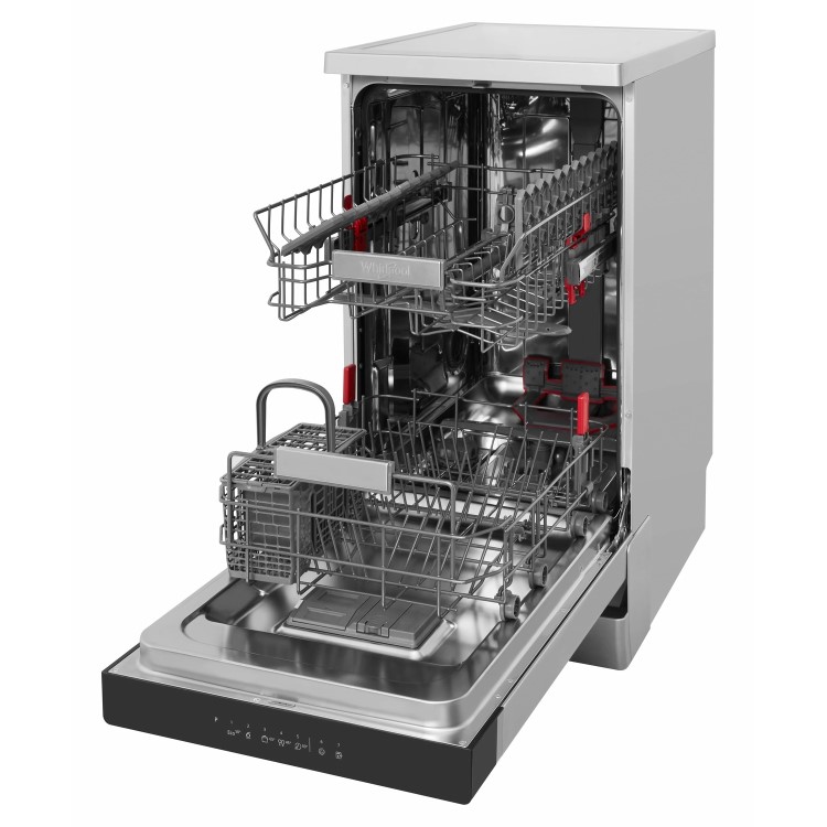 Whirlpool WSFO3T223PCX 7 Place Slimline Freestanding Dishwasher - Stainless Steel