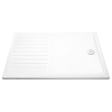 Claristone White Walk in Shower Tray with Drying Area & waste - 1600 x 800mm
