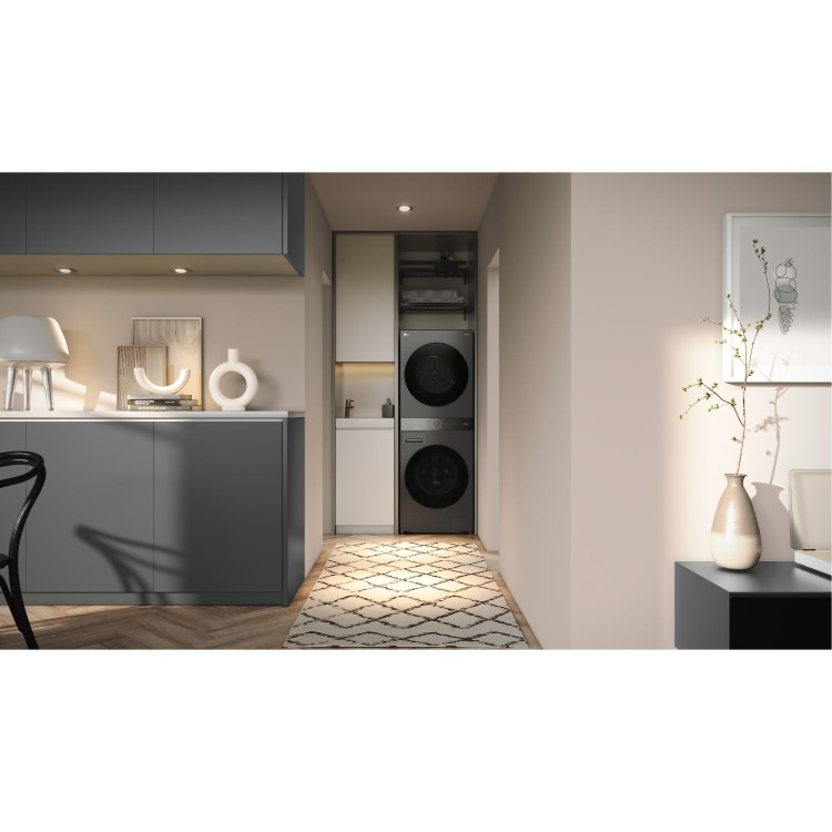 LG WashTower 12kg Wash 10kg Dry 1400rpm Stacked Washer Dryer - Black