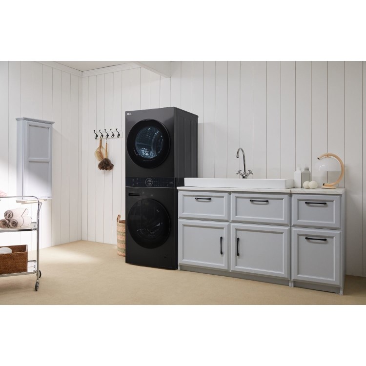 LG WashTower 12kg Wash 10kg Dry 1400rpm Stacked Washer Dryer - Black