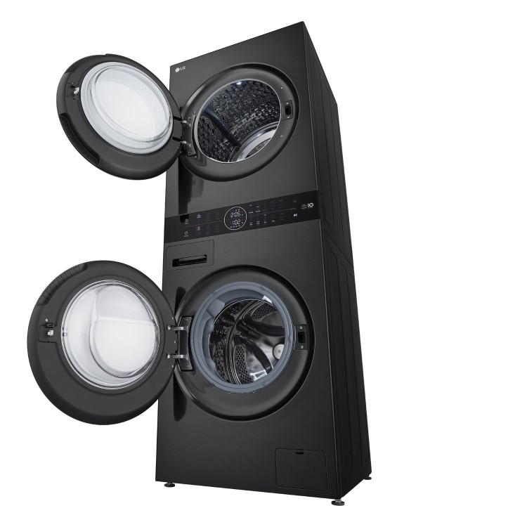 LG WashTower 12kg Wash 10kg Dry 1400rpm Stacked Washer Dryer - Black