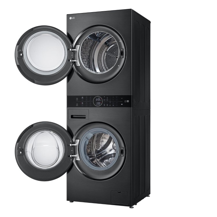 LG WashTower 12kg Wash 10kg Dry 1400rpm Stacked Washer Dryer - Black