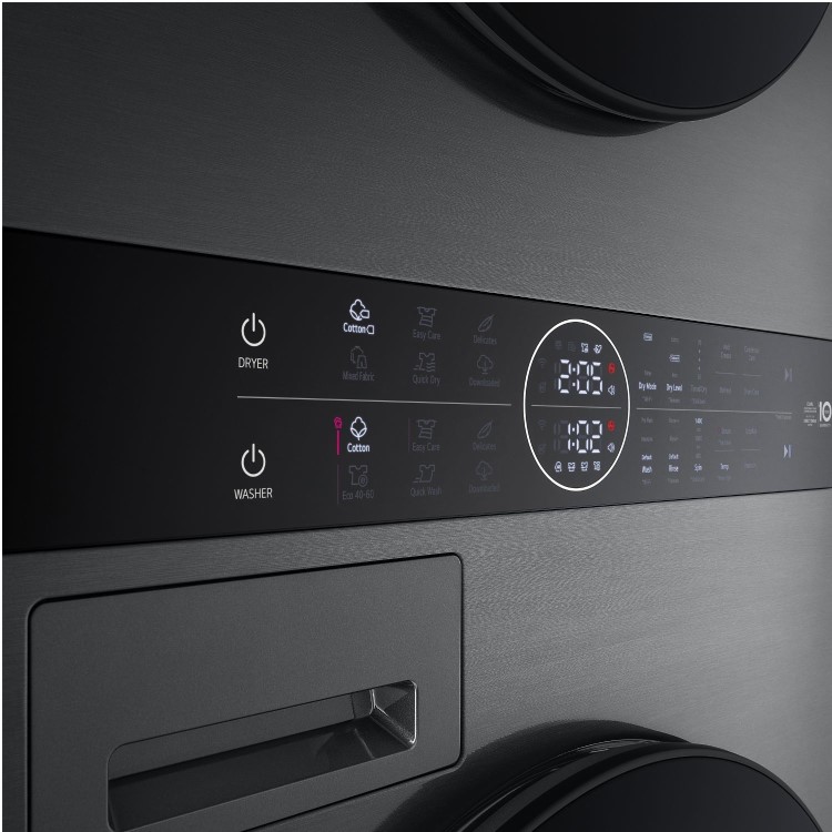 LG WashTower 12kg Wash 10kg Dry 1400rpm Stacked Washer Dryer - Black