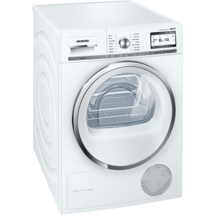 Siemens WT4HY790GB iQ700 iSensoric 9kg Freestanding Heat Pump Tumble Dryer-White
