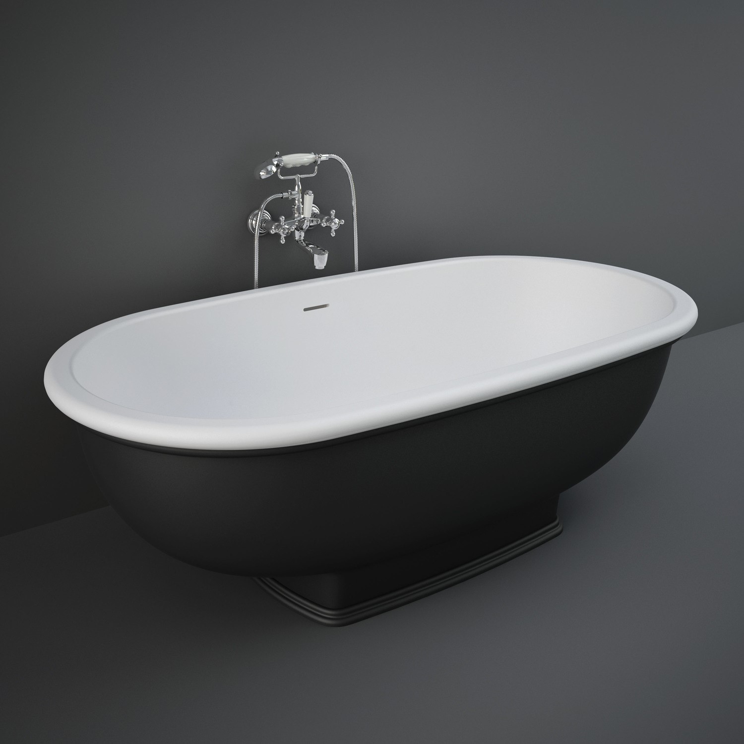 Black Freestanding Double Ended Bath 1560 x 810mm - RAK Ceramics