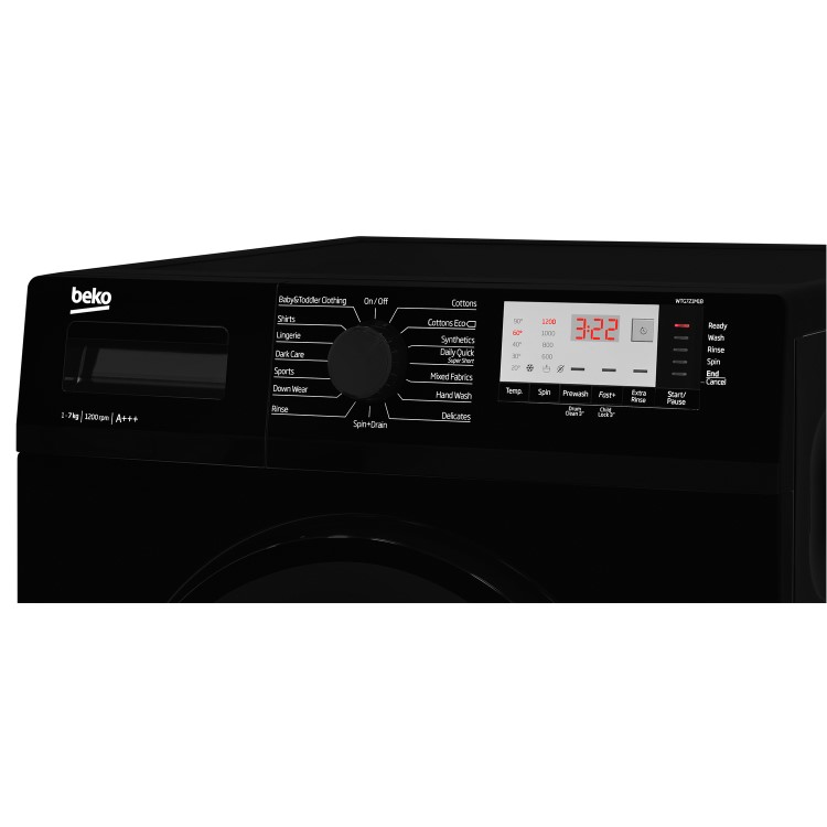 Beko WTG721M1B 7kg 1200rpm Freestanding Washing Machine - Black