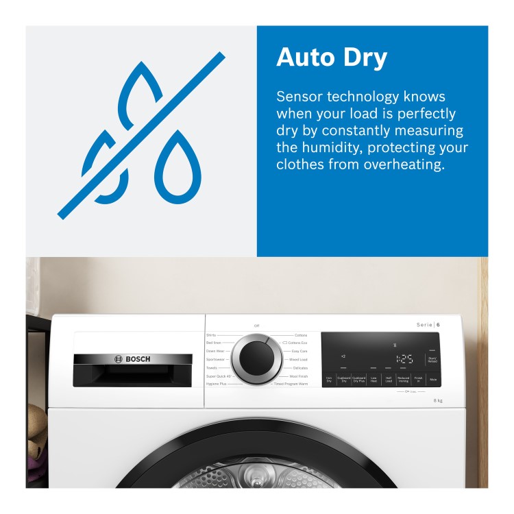 Bosch Series 4 8kg Heat Pump Tumble Dryer - White