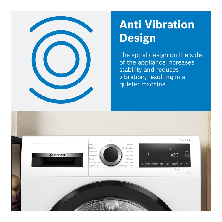 Bosch Series 4 8kg Heat Pump Tumble Dryer - White