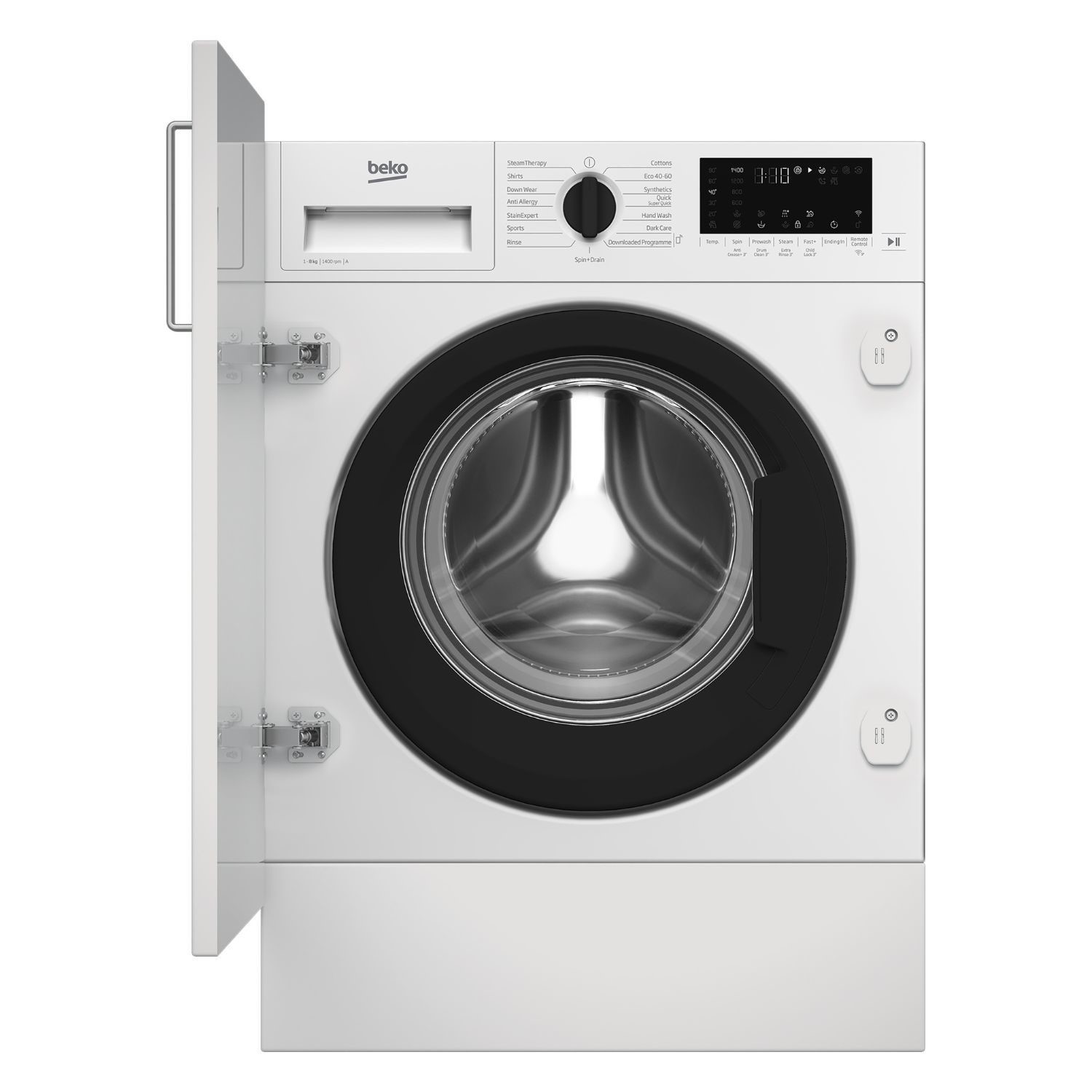 Beko Wtik84122f 8Kg 1400Rpm Integrated Washing Machine A Rated, Quick Wash WTIK84122F