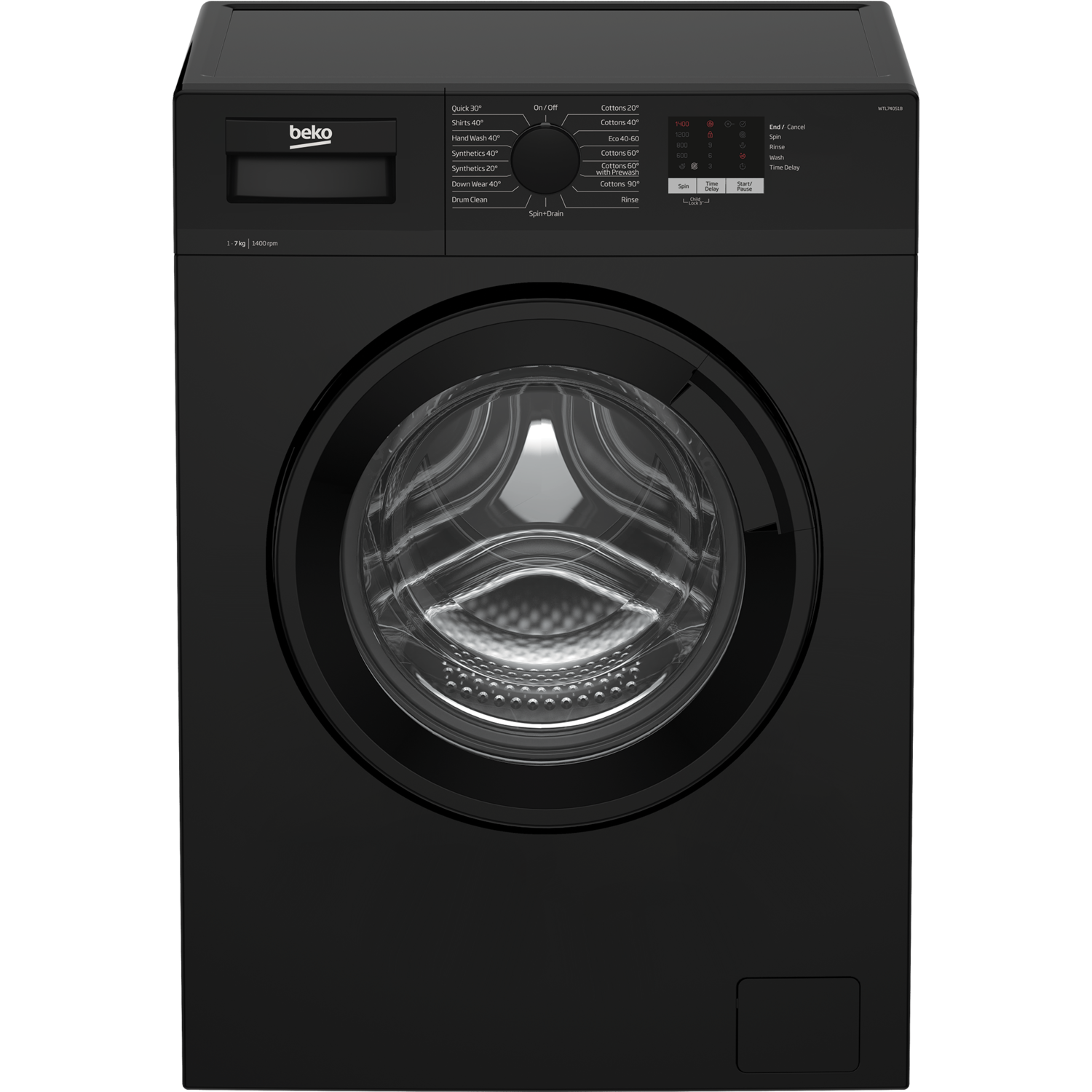 Beko WTL74051B 7kg 1400rpm Freestanding Washing Machine - Black