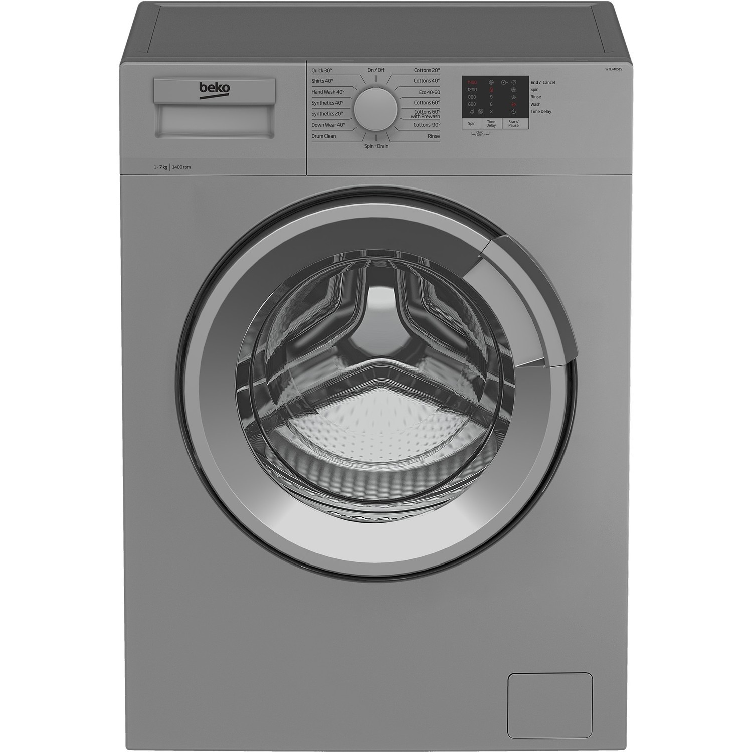 beko wtl74051s 7kg 1400rpm freestanding washing machine silver