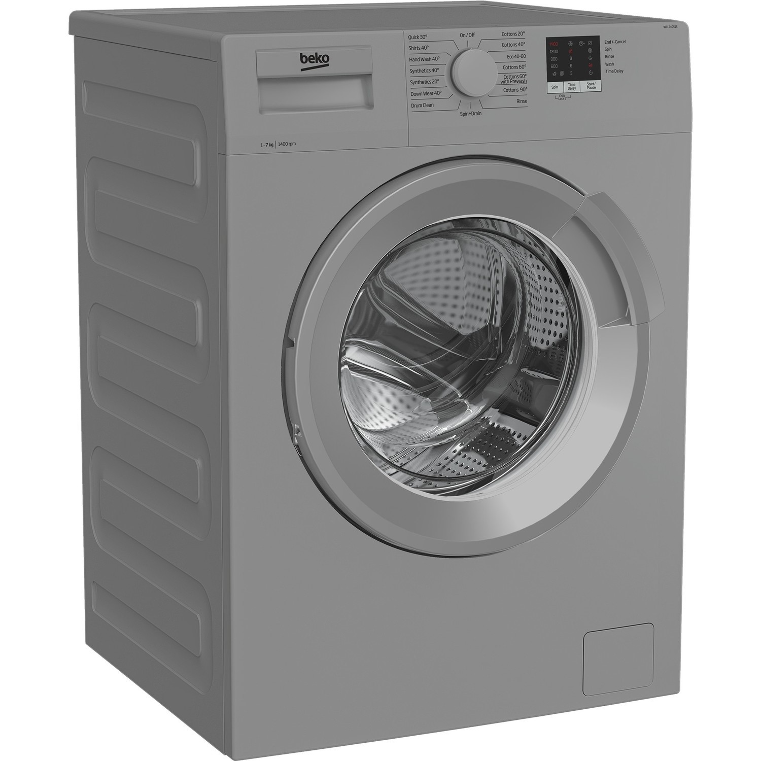 beko wtl74051s 7kg 1400rpm freestanding washing machine silver