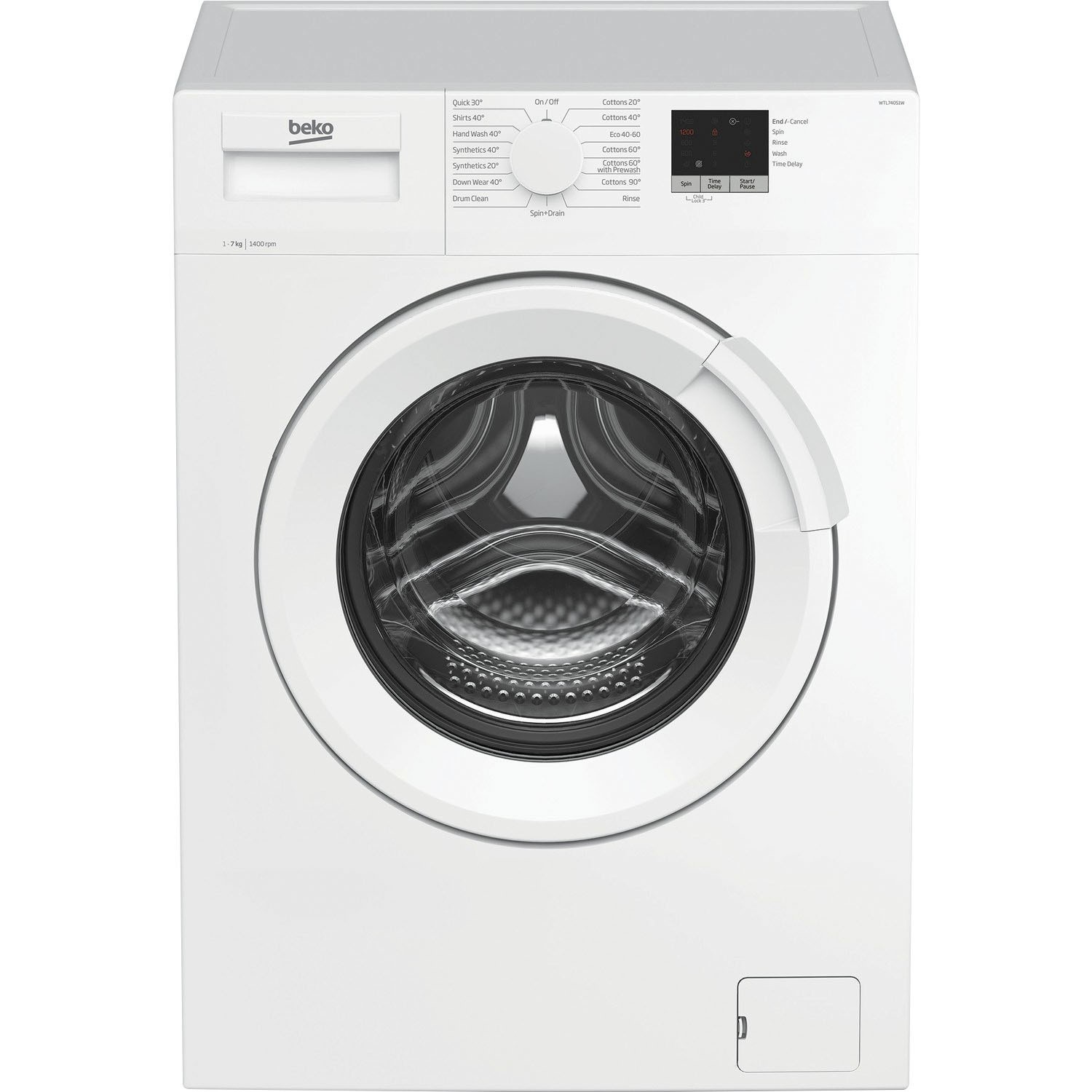 beko wtl74051w 7kg 1400rpm freestanding washing machine white