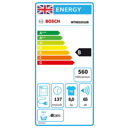 Refurbished Bosch Series 4 WTN83201GB Freestanding Condenser 8KG Tumble Dryer White