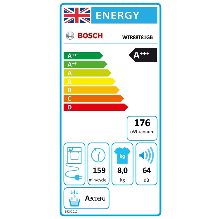 GRADE A1 - Bosch WTR88T81GB Serie 6 8kg Heat Pump Tumble Dryer - White