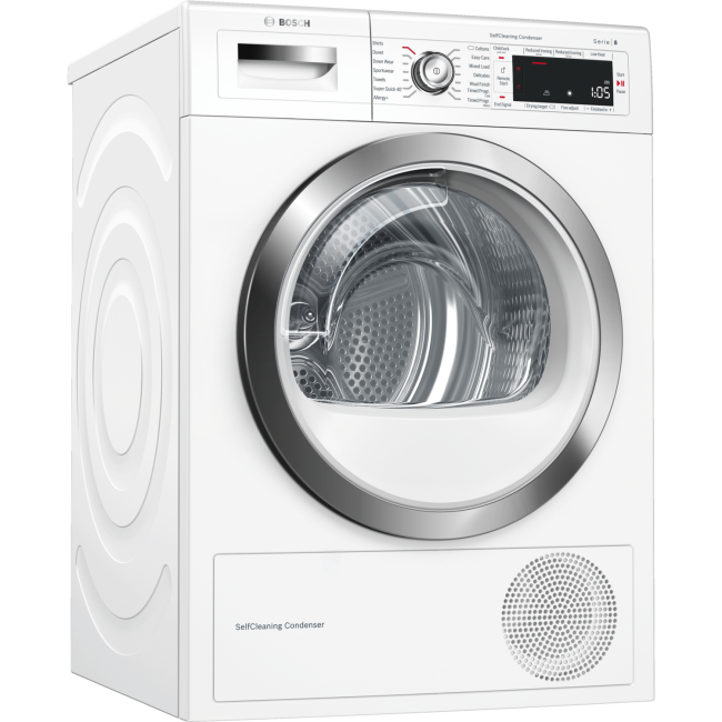 Bosch Serie 8 WTWH7561GB 9kg Freestanding Heat Pump Tumble Dryer - White