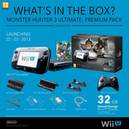 Nintendo Wii U Monster Hunter 3 Ultimate Premium Pack