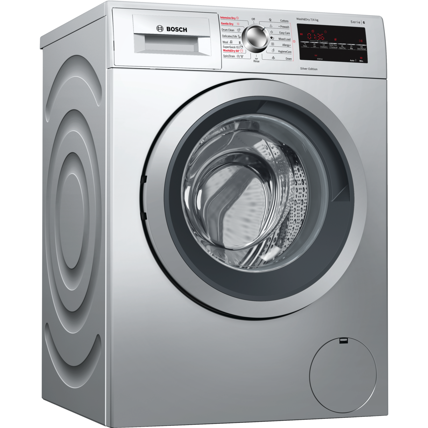 Bosch Wvg3047sgb Serie 6 7kg Wash 4kg Dry 1500rpm Freestanding Washer Dryer Silver Appliances Direct