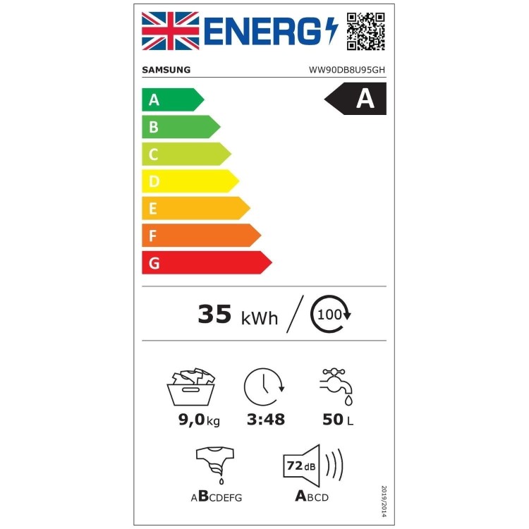 Samsung Series 8 AI Energy 9kg 1400rpm Washing Machine - White