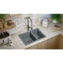 RockLite Weston 1.5 Bowl Inset / Undermount Grey Composite Kitchen Sink