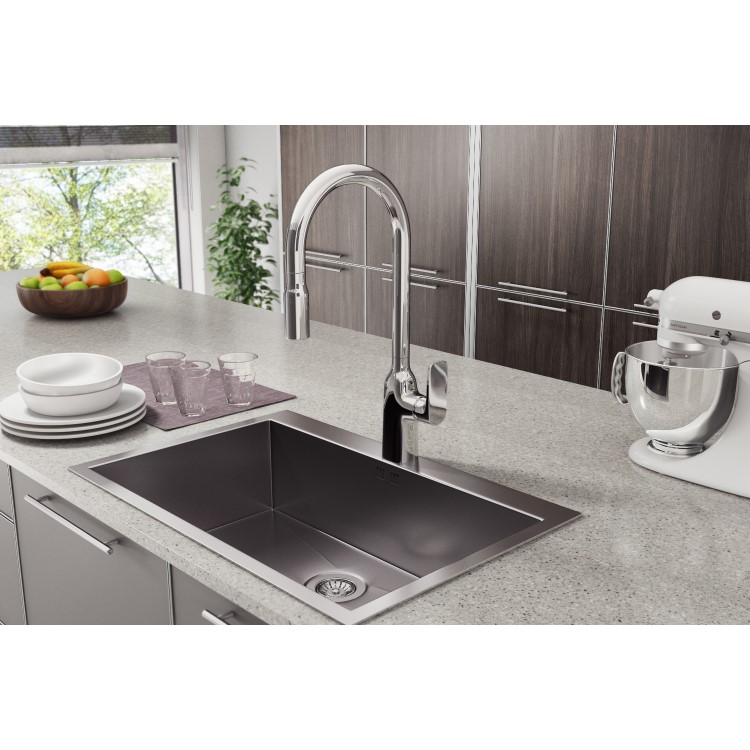 GRADE A1 - Taylor & Moore Windermere Single Lever Chrome Monobloc Kitchen Tap with Pull out Nozzle Spray