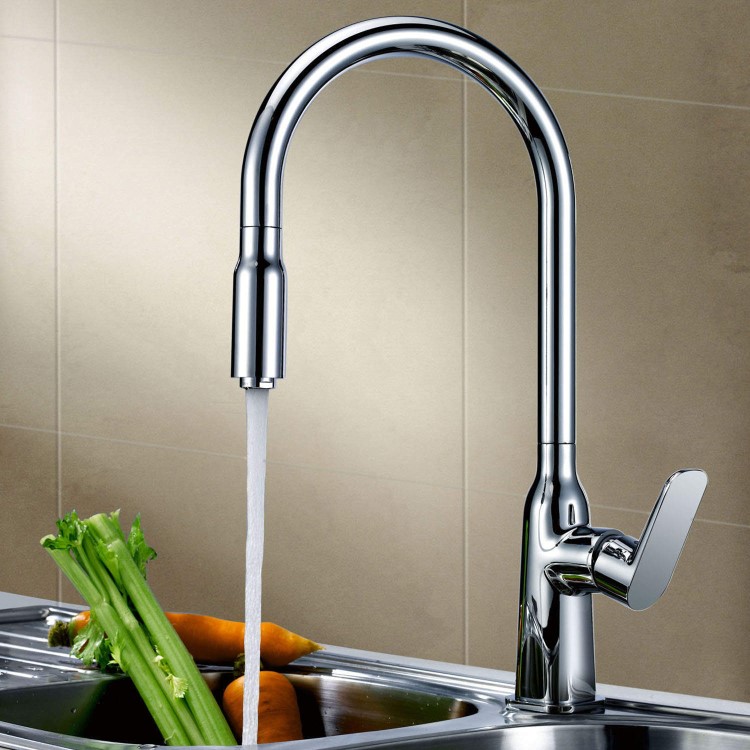 GRADE A1 - Taylor & Moore Windermere Single Lever Chrome Monobloc Kitchen Tap with Pull out Nozzle Spray