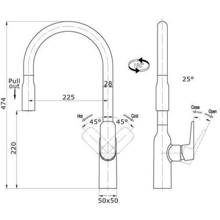 GRADE A1 - Taylor & Moore Windermere Single Lever Chrome Monobloc Kitchen Tap with Pull out Nozzle Spray