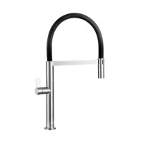 Single Lever Brushed Chrome Monobloc Kitchen Sink Faucet with Pull Out Spray