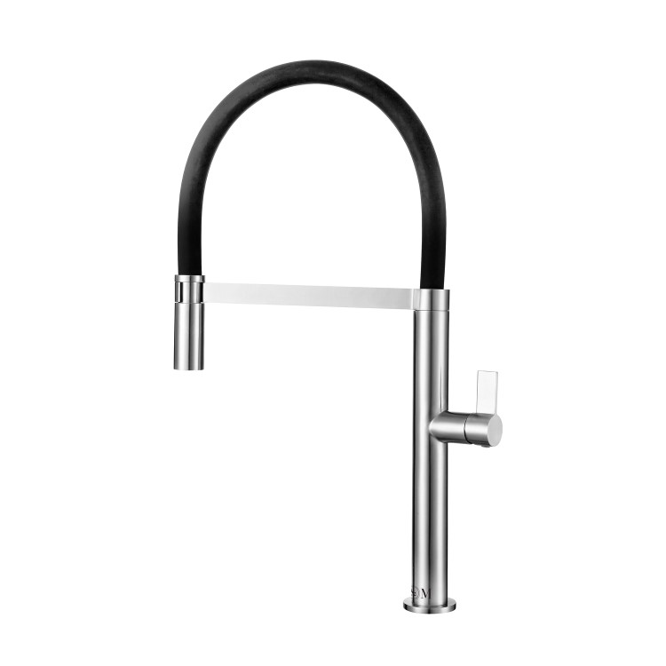Single Lever Brushed Chrome Monobloc Kitchen Sink Faucet with Pull Out Spray