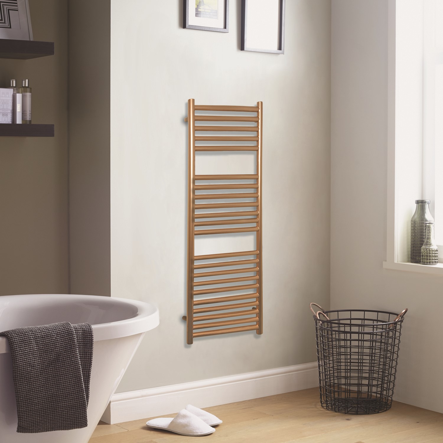 Gold Heated Towel Rail Radiator 1200 x 500mm - Joanna