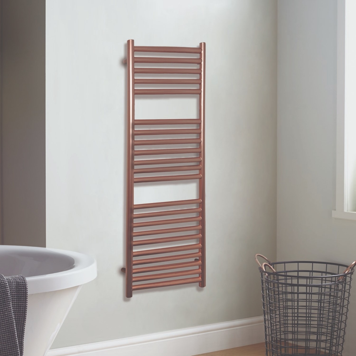 Rose Gold Heated Towel Rail Radiator 1200 x 500mm - Joanna