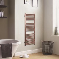 GRADE A2 - Satin Finish Rose Gold Vertical Bathroom Towel Radiator 1200 x 500mm