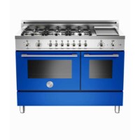 Bertazzoni X1226GMFEBL Professional Series 122cm Dual Fuel Range Cooker With Griddle - Blue