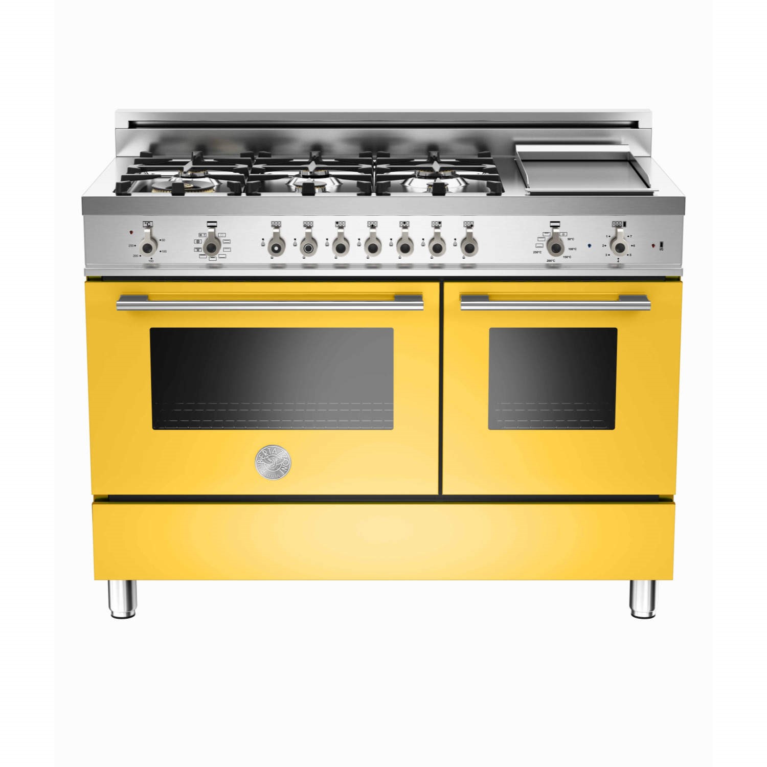 Bertazzoni X1226GMFEGI Professional Series 122cm Dual Fuel Range Cooker With Griddle Yellow