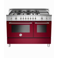 Bertazzoni X1226GMFEVI Professional Series 122cm Dual Fuel Range Cooker With Griddle - Burgundy Red
