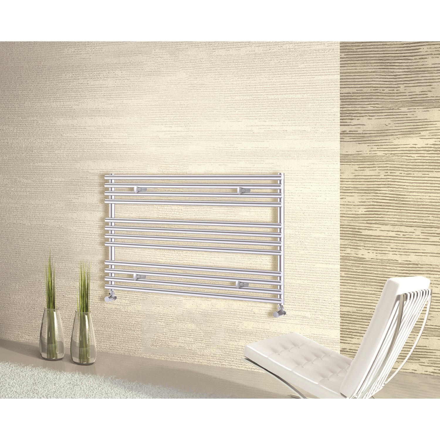 Chrome Horizontal Heated Towel Rail Radiator 600 x 1000mm - Oxfordshire
