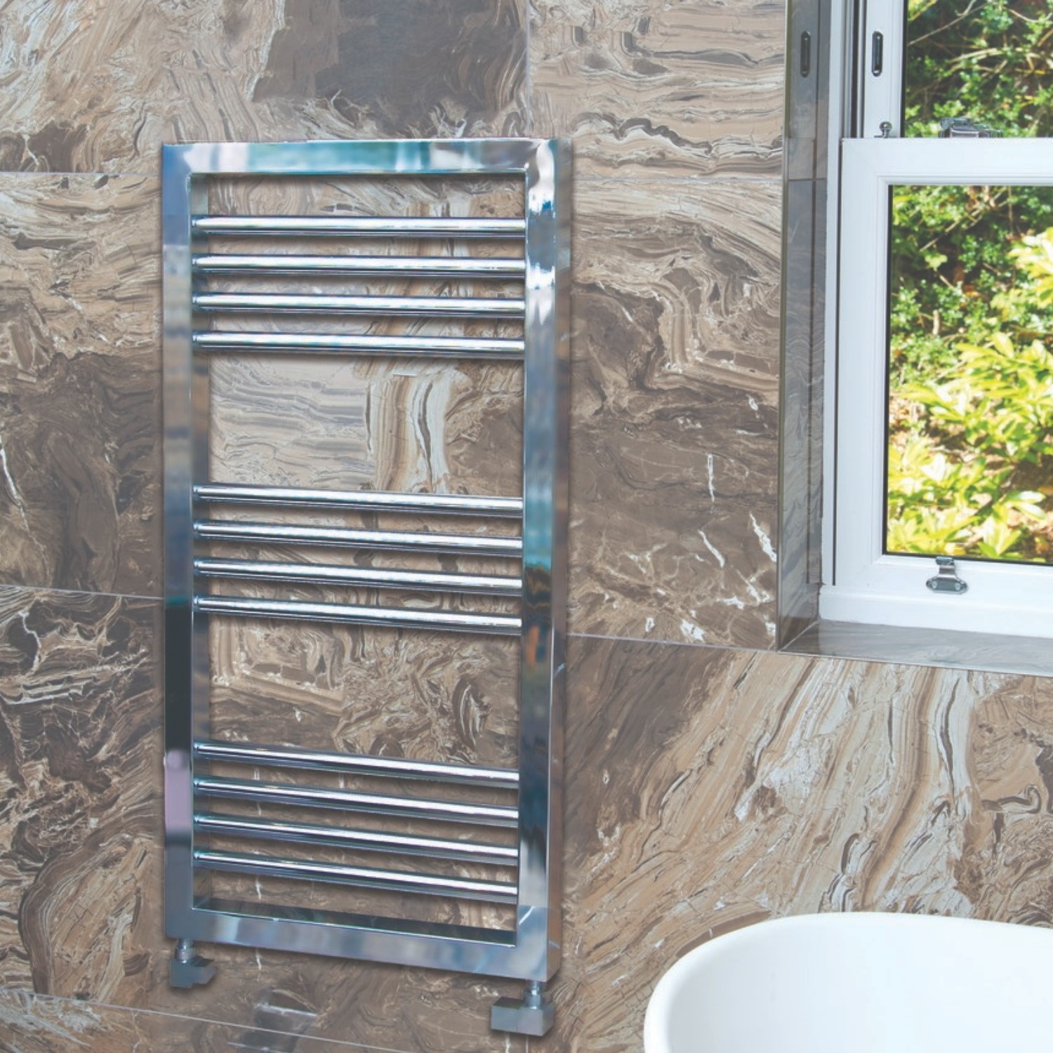 Chrome Heated Towel Rail Radiator 900 x 500mm - Lambourn